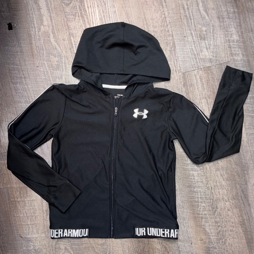 Under Armour Kid’s Zip Up Hoodie, black - size youth large